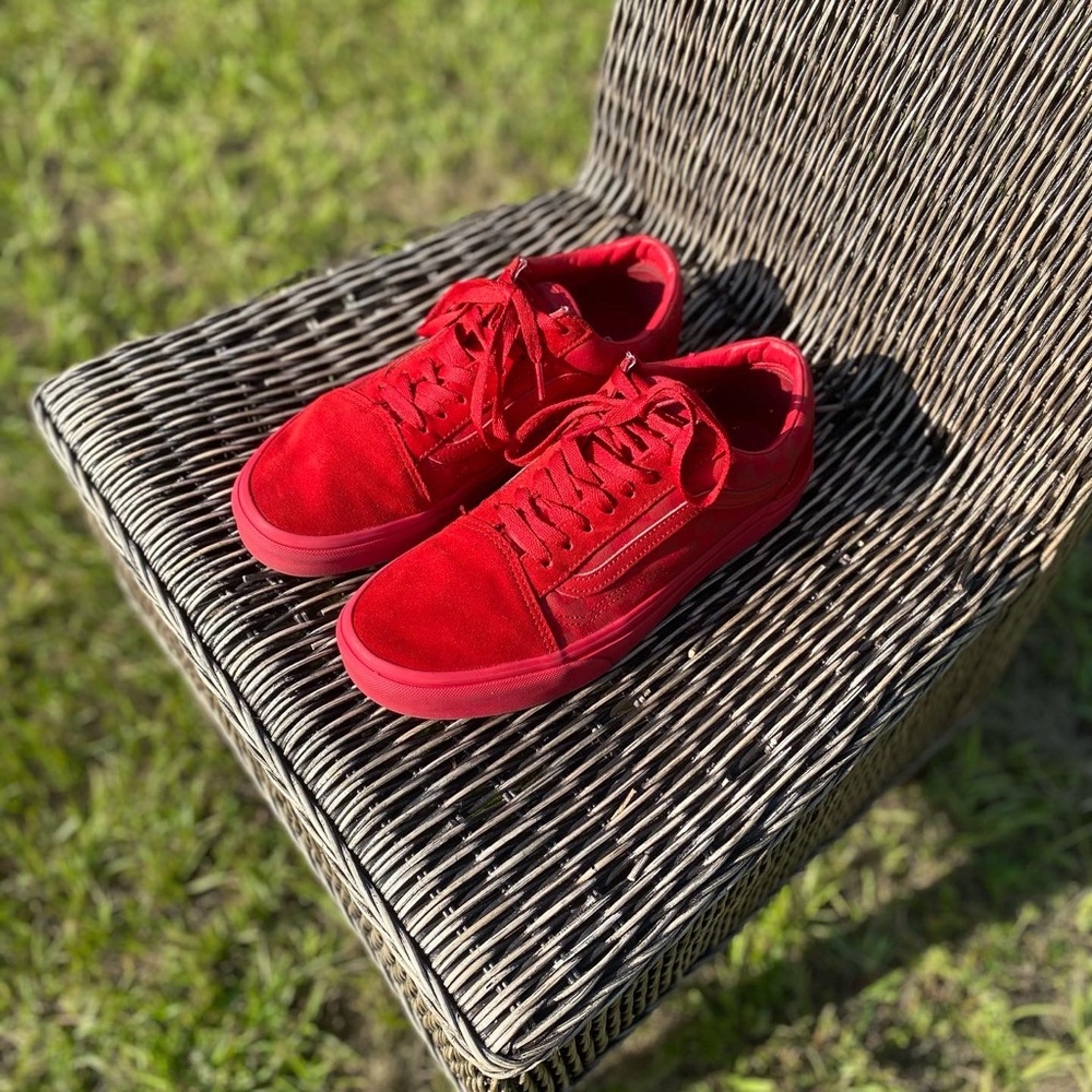 Vans Old Skool Tonal Checkerboard Skate Shoe - Racing Toro Red